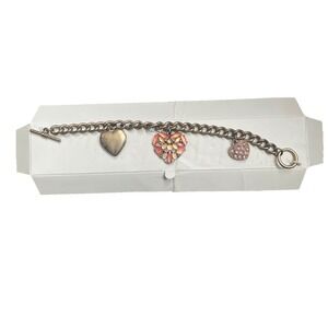 Liz Claiborne Heart Charm Bracelet Gold‎ Tone Locket